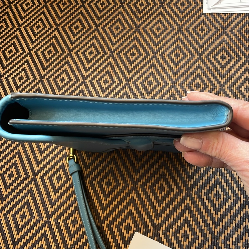 1941 Coach Courier Wristlet clutch 89331 Pacific Blue and brass  NWT - Picture 9 of 14